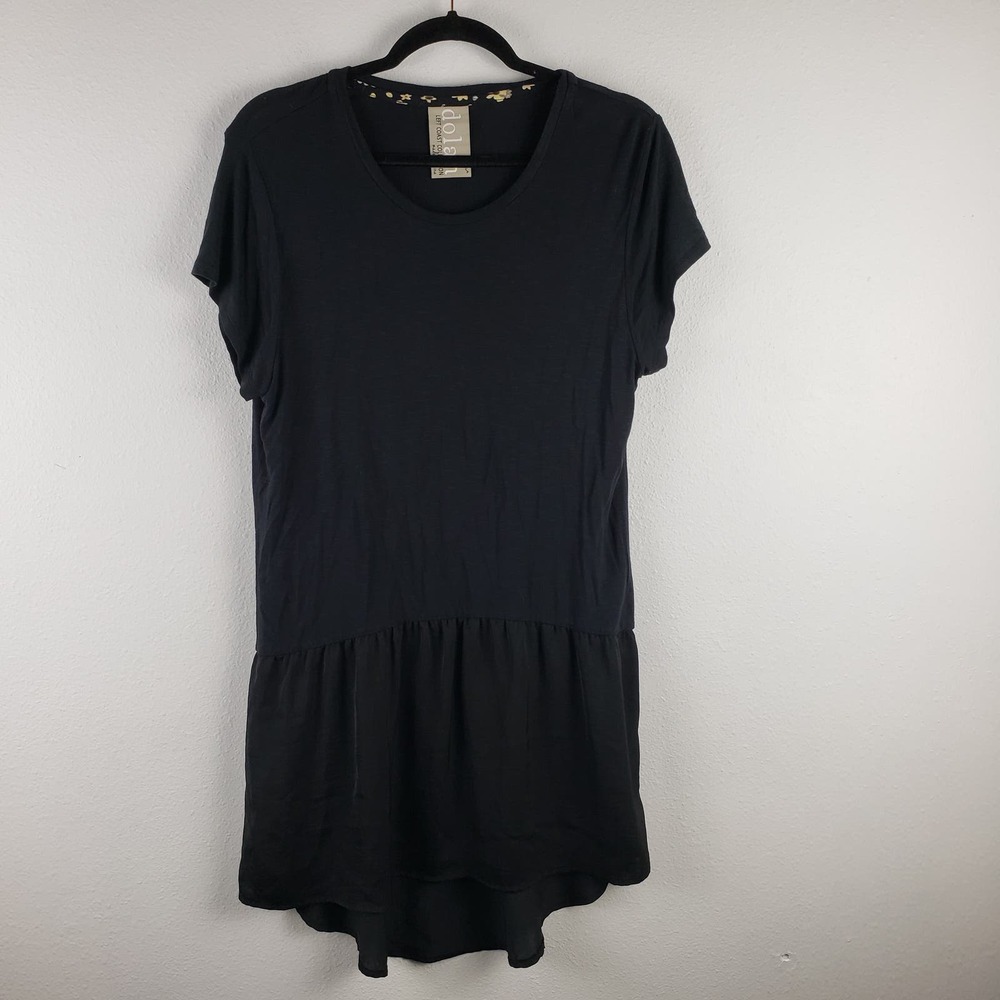 Dolan Left Coast Women's S Drop Waist Peplum Tee Shirt Dress Black‎ Casual Basic